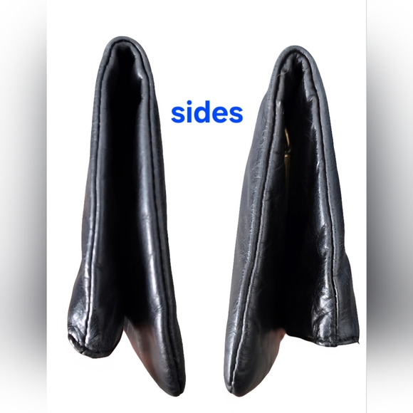 Hobo International Foldover Bow Clutch in black polished leather EUC - Picture 4 of 8